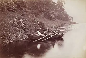 Fishing Rods Prints: Fishing Party, Perthshire, from an album compiled by Sir John Everett Millais