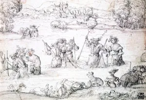 Fishing in the Rain, c1513-1553. Artist: Augustin Hirschvogel