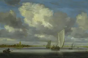 Water Surface Prints: Fishing and Sailing Boats under a Broad Sky, c1645-1646. Creator: Salomon Ruysdael