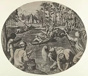 L And Xe9 Collection: Fishing Scene, 1547. Creator: Leon Davent