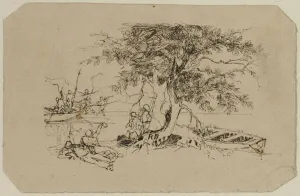 Bresdin Rodolphe Prints: Fishing Spot, 1839. Creator: Rodolphe Bresdin