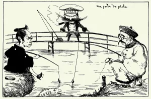 Private Collectioncaricature Prints: A fishing trip. Caricature about the dispute between China