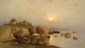 River Landscape Gallery: A fishing village, 1892. Artist: Klever, Juli Julievich (Julius), von (1850-1924)
