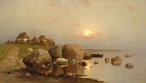 A fishing village, 1892. Artist: Klever, Juli Julievich (Julius), von (1850-1924) A fishing village, 1892. Artist: Klever, Juli Julievich (Julius), von (1850-1924)