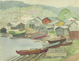 Gogland Prints: Fishing village in Suursaari, 1933. Creator: Evert Roos