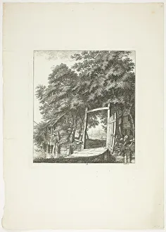 Salomon Gesner Prints: Fishing from a Window, plate three from Paysages Dédiés à M