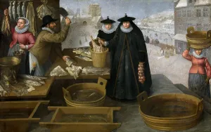 Fishmarket, 17th century. Creator: Valckenborch, Frederik van (1566-1623)