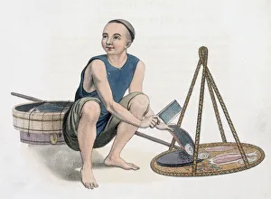Squatting Prints: A fishmonger, 1800. Artist: J Dadley