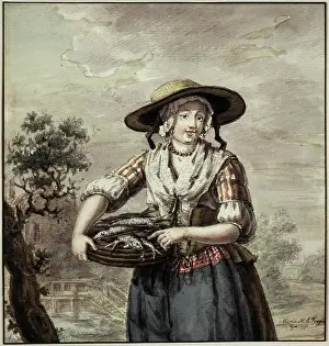 Coal Prints: Fishwife, 1772. Creator: Maria Margaretha la Fargue
