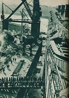 John Brown And Company1 Prints: Fitting-Out Basin of John Brown and Companys shipbuilding yard at Clydebank, 1937