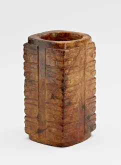 Ritual Prints: Five-tier tube (cong ?) with masks, Late Neolithic period, ca. 3300-2250 BCE