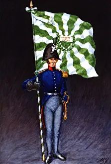 Canton Prints: Flag bearer from the canton of Vaud, c. 1815