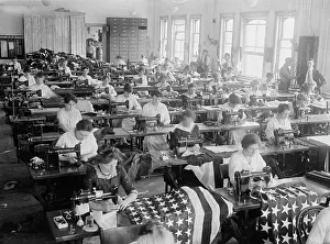 Navy Yard Prints: Flag shop, Navy Yard, 1917. Creator: Bain News Service