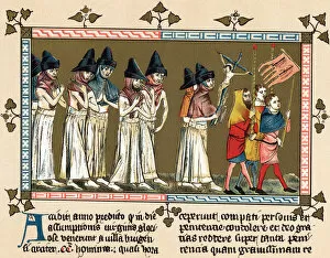 Flagellants in the Netherlands town of Tournai (Doornik), 1349