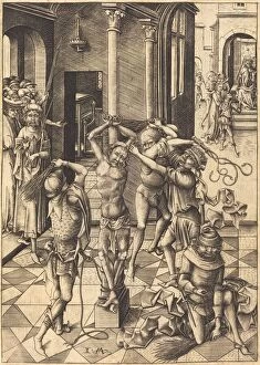 Punishing Gallery: The Flagellation, c. 1480. Creator: Israhel van Meckenem