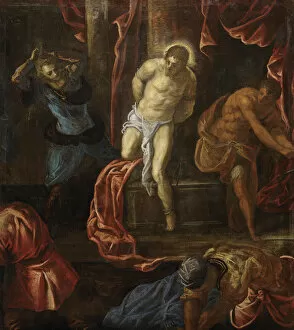 Christ Carrying The Cross Gallery: The Flagellation of Christ, ca 1585-1590. Creator: Tintoretto, Jacopo (1518-1594)