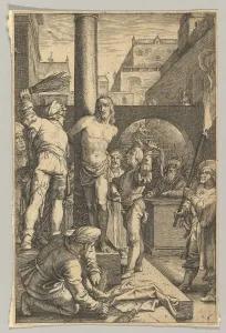 Goltzius Prints: The Flagellation, from The Passion of Christ, ca. 1623. Creator: Ludovicus Siceram