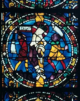 The Flagellation, stained glass, Chartres Cathedral, France, 1194-1260