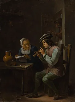 Flemish School Prints: The Flageolet Player, 1635 / 40. Creator: David Teniers II