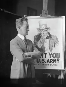 Uncle Sam Prints: Flagg, Montgomery, Mr. portrait photograph, between 1917 and 1921. Creator: Arnold Genthe