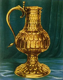 Wd And Ho Prints: Flagon with Feather-Work, 1938. Creator: Unknown