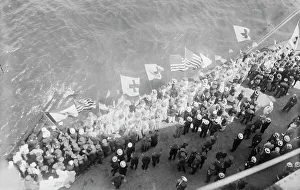 Us Flag Prints: Flags greet Wilson, between c1915 and c1920. Creator: Bain News Service