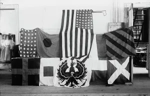 Navy Yard Prints: Flags made at Navy Yard, 1917. Creator: Bain News Service
