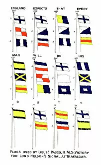 Flags used for Nelsons famous signal at the Battle of Trafalgar, 1805