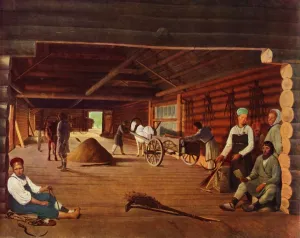 Threshing Prints: Flailing the Grain, c1821, (1965). Creator: Aleksey Venetsianov