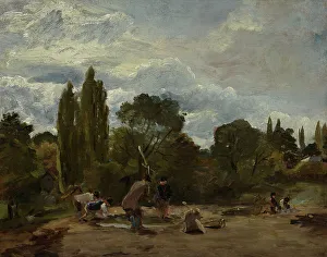 Resourceful Prints: Flailing Turnip-Heads, East Bergholt, c1812-15. Creator: John Constable
