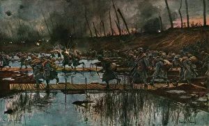Black Smoke Prints: In Flanders; The Yser Offensive (1917); Cossing of the Yser canal by infantry