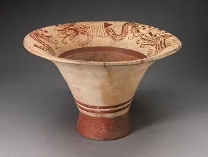 Flaring Bowl with Inner Rim Depicting Composite Feline, Serpent and Shell Being, 100 B.C Flaring Bowl with Inner Rim Depicting Composite Feline, Serpent and Shell Being, 100 B.C