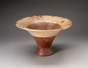 Mochica Prints: Flaring Bowl with Inner Rim Depicting Undulating Serpents, 100 B. C. / A. D. 500