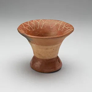 Flaring bowl with Rattle Base and Incised Geometric Motif on Interior Rim, 100 B. C. / A. D