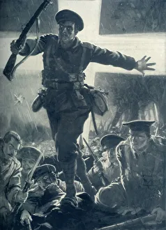 Anticipation Gallery: Flashing the Signal to Charge by Searchlight, 1915. Creator: Unknown