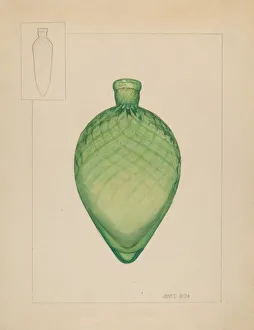 Glass Bottle Collection: Flask, 1935 / 1942. Creator: Janet Riza