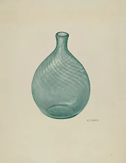 Glass Bottle Prints: Flask, c. 1941. Creator: V. L. Vance