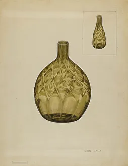 Glassworks Prints: Flask - Liquor, c. 1936. Creator: John Dana