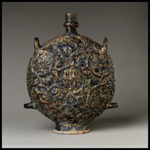 Fritware Prints: Flask with Zodiac Medallions, Iran, first half 14th century