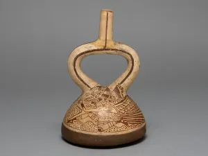 Flat-Bottomed Stirrup Spout Vessel Depicting Costumed Runners, 100 B. C. / A. D. 500