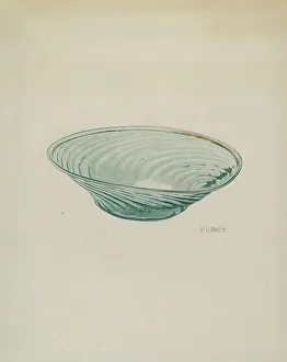 Transparent Prints: Flat Glass Bowl, c. 1940. Creator: V. L. Vance