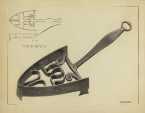 Flat Iron Prints: Flat Iron Holder, c. 1936. Creator: Herman Bader