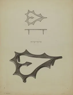 Heart Shape Prints: Flat Iron Holder, c. 1937. Creator: Benjamin Resnick
