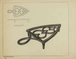 Flat Iron Prints: Flat Iron Holder, c. 1937. Creator: Holger Hansen