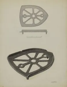 Flat Iron Prints: Flat Iron Holder, c. 1939. Creator: Jacob Lipkin