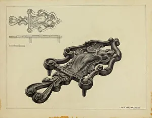 Flat Iron Prints: Flat Iron Holder, c. 1939. Creator: Milton Grubstein