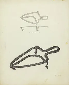 Flat Iron Prints: Flat Iron Holder, c. 1940. Creator: Neva Coffey