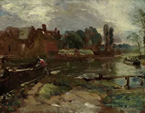 Water Mill Prints: Flatford Mill From The Lock, c1810. Creator: John Constable