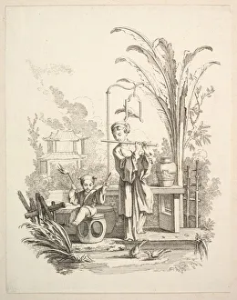 Chez Huquier Gallery: Flautist and a Child Timpanist, ca. 1742. Creator: Gabriel Huquier
