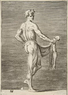 Flay Collection: Flayed man seen from behind, 1531-76. Creator: Giulio Bonasone
